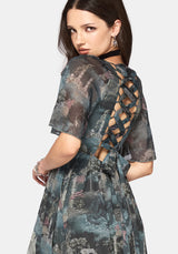 Thalassa Print Schnürung Midaxi Kleid