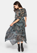 Thalassa Print Schnürung Midaxi Kleid