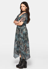 Thalassa Print Schnürung Midaxi Kleid