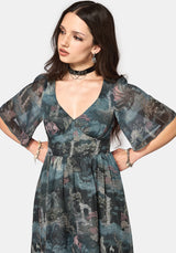 Thalassa Print Schnürung Midaxi Kleid
