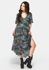 Thalassa Print Schnürung Midaxi Kleid