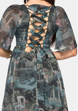 Thalassa Print Schnürung Midaxi Kleid