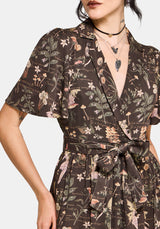 Faela Fairy Tie Waist Wrap Midi Dress EU 34
