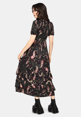 Noctua Eule Fingerhut Bedruckt Gestuft Midaxi Kleid