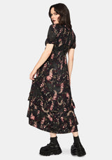 Noctua Eule Fingerhut Bedruckt Gestuft Midaxi Kleid