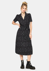 Cameo Blumenmuster Bedruckt Krawatte Gürtel Midi Hemd Kleid