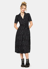 Cameo Blumenmuster Bedruckt Krawatte Gürtel Midi Hemd Kleid