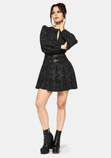 Cameo Blumenmuster Bedruckt Krawatte Vorderseite Lang Ärmel Mini Kleid