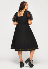 Phoenix Baumwolle Bestickt Puff Ärmel Midikleid