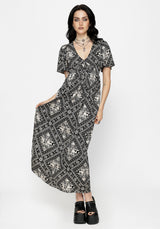 Hexweave Druck Fließend Ärmel Maxi Kleid