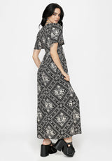 Hexweave Druck Fließend Ärmel Maxi Kleid