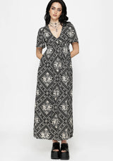 Hexweave Druck Fließend Ärmel Maxi Kleid