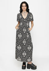 Hexweave Druck Fließend Ärmel Maxi Kleid