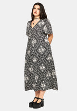 Hexweave Druck Fließend Ärmel Maxi Kleid