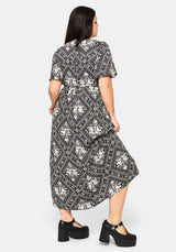 Hexweave Druck Fließend Ärmel Maxi Kleid