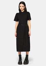 Phonoi Kette Gürtel Knopf Hoch Midaxi Kleid