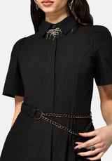Phonoi Kette Gürtel Knopf Hoch Midaxi Kleid