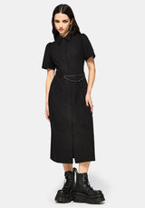 Phonoi Kette Gürtel Knopf Hoch Midaxi Kleid