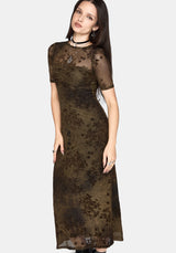 Zuri Beflockt Gerafft Bust Midaxi Kleid