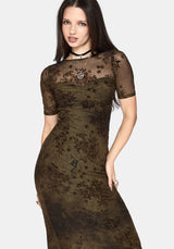 Zuri Beflockt Gerafft Bust Midaxi Kleid