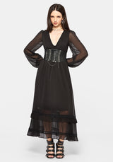 Sly Tiered Lace Trim Midaxi Dress
