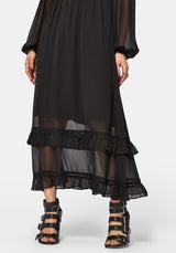 Sly Tiered Lace Trim Midaxi Dress