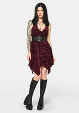 Sienna Devore Hanky Hem Cami Mini Dress - Burgundy
