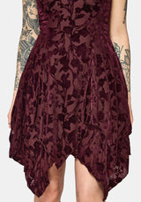 Sienna Devore Hanky Hem Cami Mini Dress - Burgundy