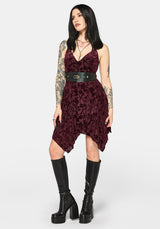 Sienna Devore Hanky Hem Cami Mini Dress - Burgundy