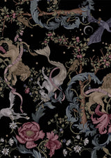 Merunicorn Enchanted Wald Druck Puffärmel Ärmel Midi Kleid