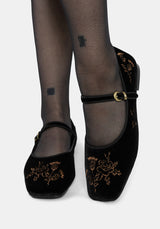 Nyla Samt Bestickt Ballerina Pumps