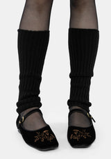 Nyla Samt Bestickt Ballerina Pumps