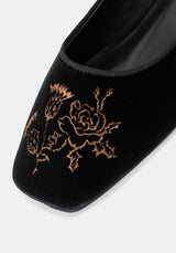 Nyla Samt Bestickt Ballerina Pumps