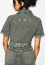 Nuit Baumwolle Mond Phase Bestickt Overall