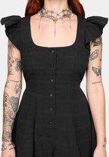 Elindra Ruffle Neck Button Up Playsuit