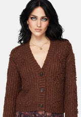 Aubrell Welle V-Ausschnitt Gestrickt Cardigan