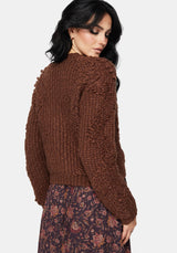 Aubrell Welle V-Ausschnitt Gestrickt Cardigan