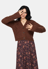 Aubrell Welle V-Ausschnitt Gestrickt Cardigan