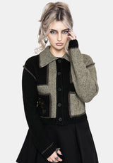 Polly Mit Kragen Flicken Bestickt Gestrickt Cardigan