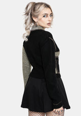 Polly Mit Kragen Flicken Bestickt Gestrickt Cardigan