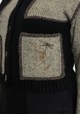 Polly Mit Kragen Flicken Bestickt Gestrickt Cardigan