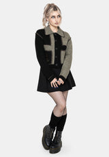 Polly Mit Kragen Flicken Bestickt Gestrickt Cardigan