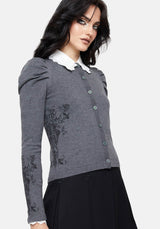 Nia Puffärmel Ärmel Bedruckt Bogen Gestrickt Cardigan
