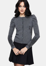 Nia Puffärmel Ärmel Bedruckt Bogen Gestrickt Cardigan