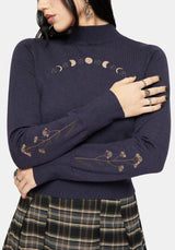Griffinfly Bestickt Rollkragen Hals Gestrickt Pullover