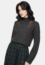 Abellona Bestickt Zopf Gestrickt Pullover