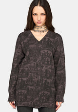 Diabolical V-Ausschnitt Strick Pullover