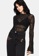 Damien Ladder Knit Top - Black S