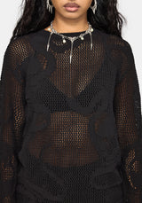 Blanc Schlange Mesh Pullover