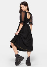 Phoenix Baumwolle Bestickt Puff Ärmel Midikleid